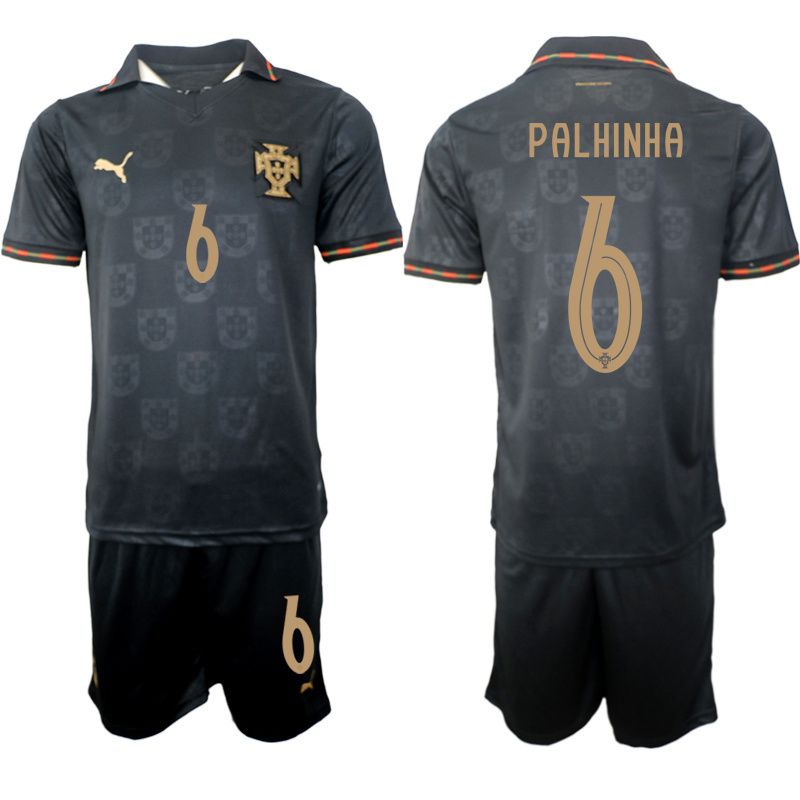 Men 2026 World Cup National Team Portugal away Black #6 Soccer Jersey